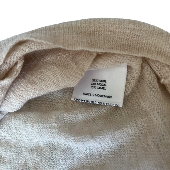 Eileen Fisher Ultrafine Web Wool Camel Blend Top V Neck Lagenlook Size Small - Picture 6 of 10